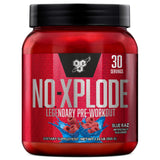 BSN envase N.O.-XPLODE Blue Raz mostrando diseño y fácil identificación del producto