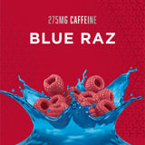 BSN polvo azul de N.O.-XPLODE en primer plano que indica mezcla homogénea y sabor