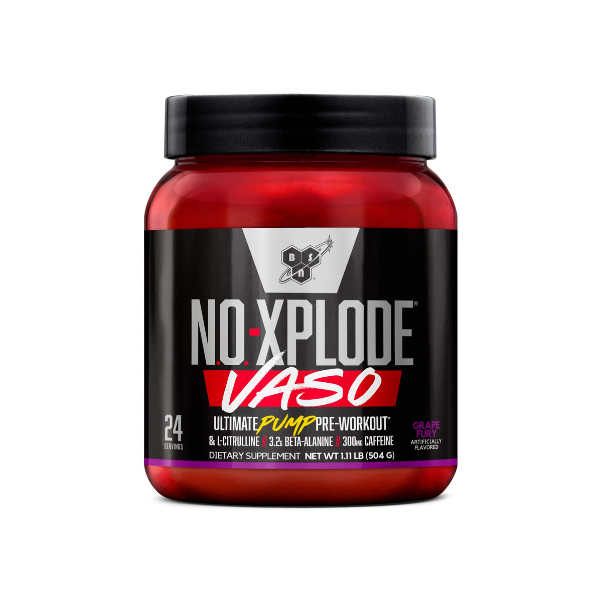 BSN frasco N.O.-XPLODE Vaso frente mostrando diseño y cantidad