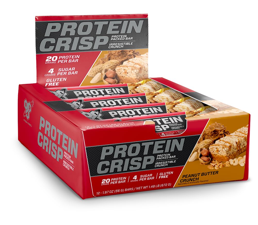 BSN barra Protein Crisp frontal mostrando empaquetado y beneficios proteicos