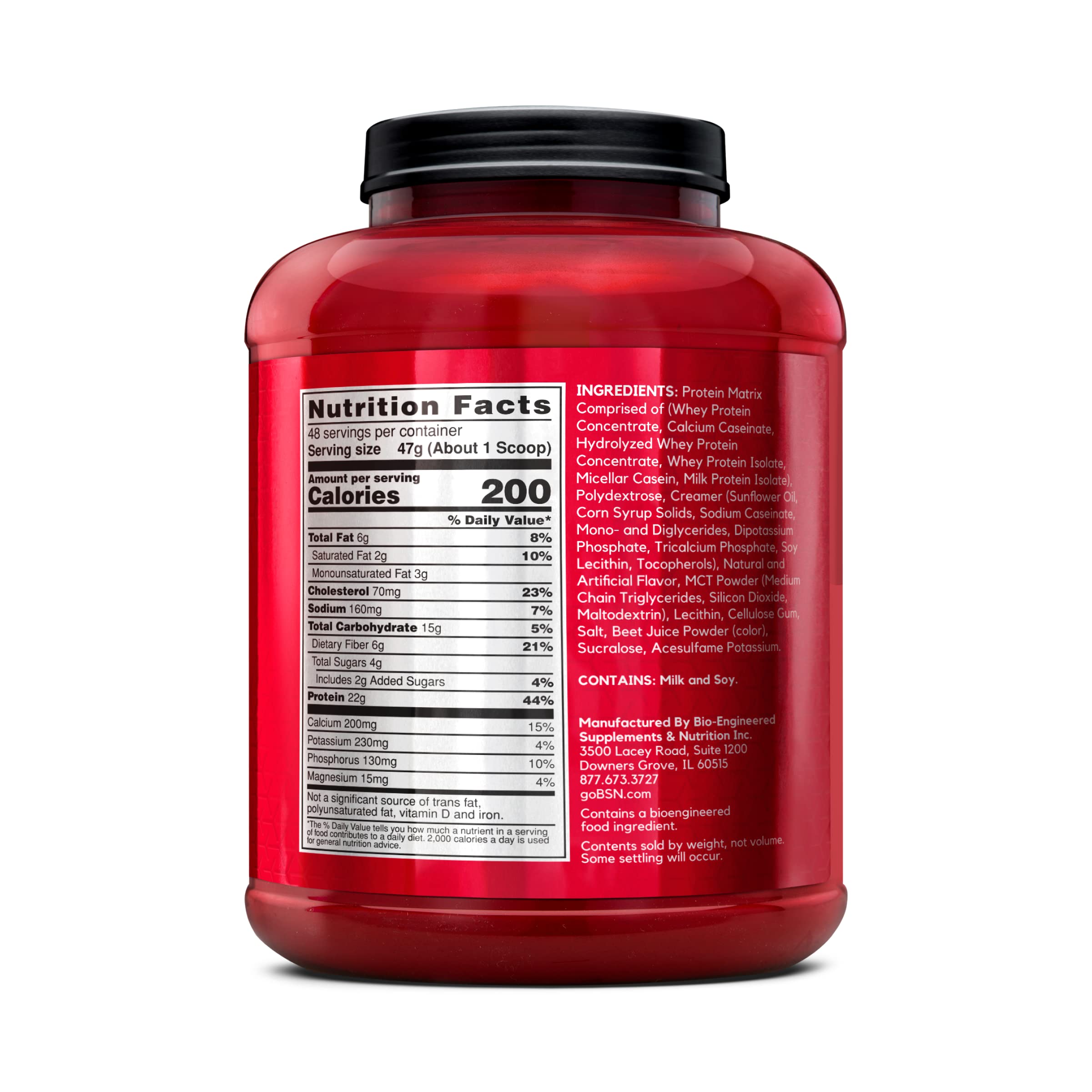 BSN comparado con banana para apreciar tamaño del tarro y raciones