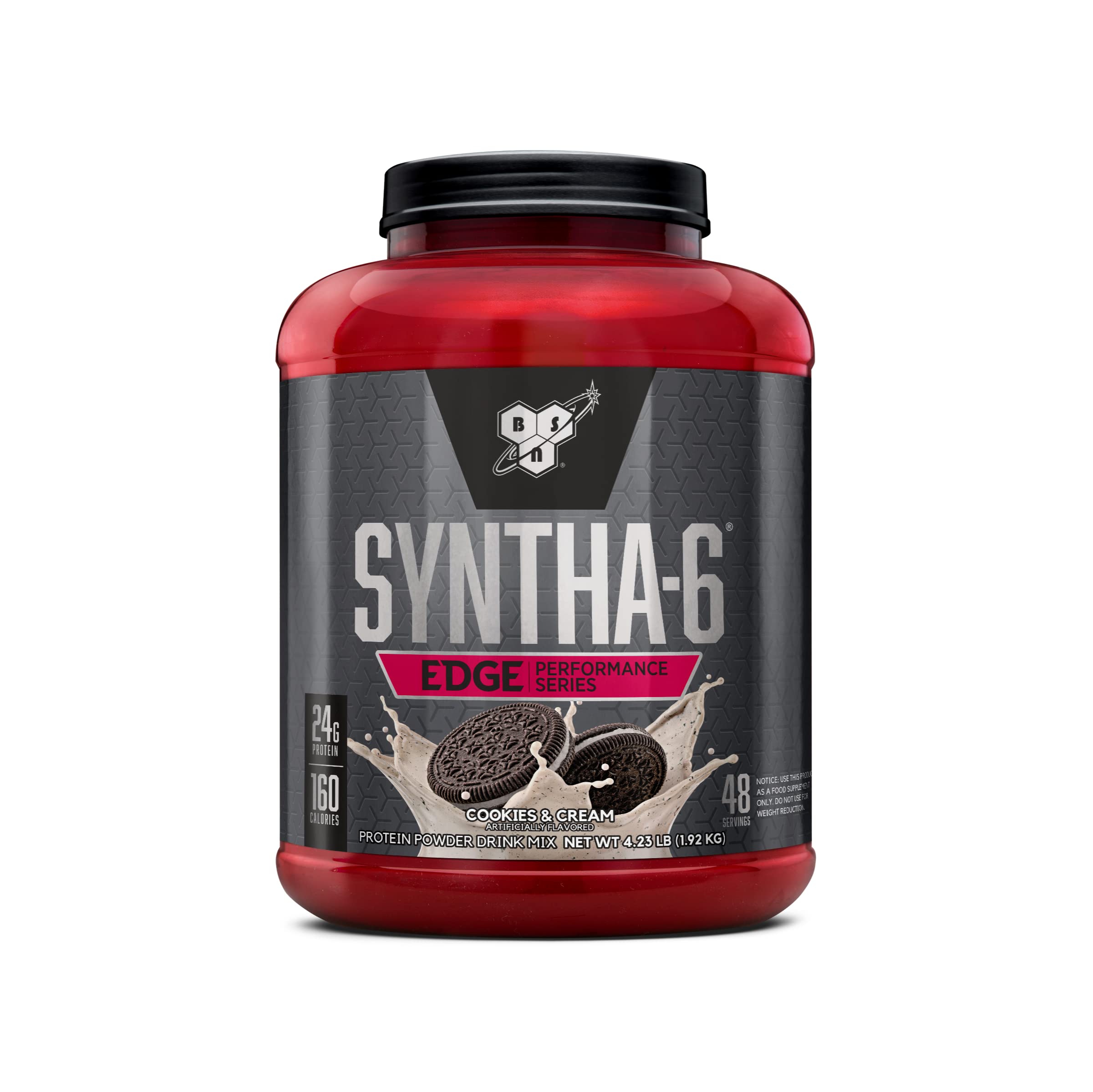 BSN SYNTHA-6 EDGE frente del envase mostrando sabor y tamaño