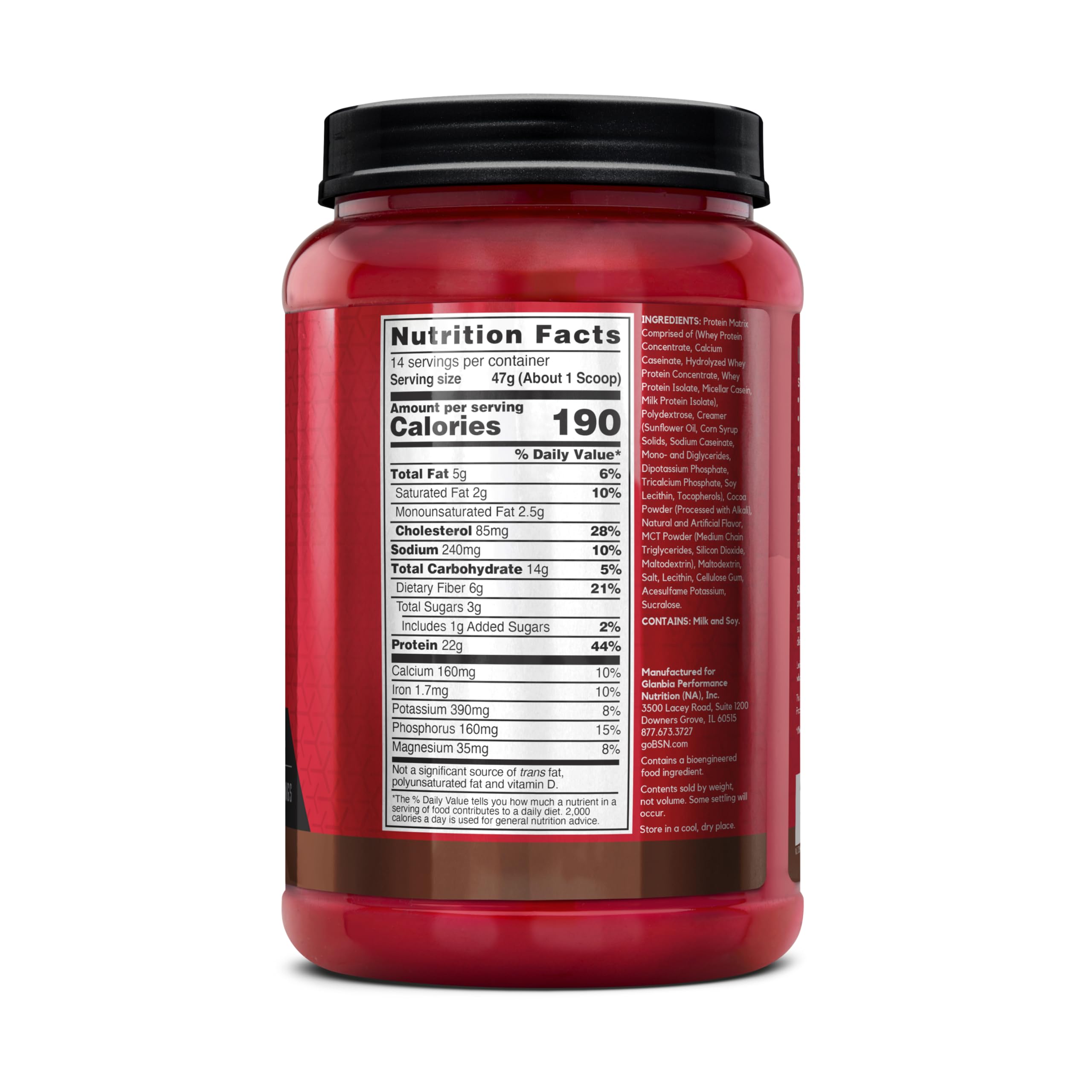 BSN SYNTHA-6 etiqueta nutricional en detalle para ver ingredientes y alérgenos