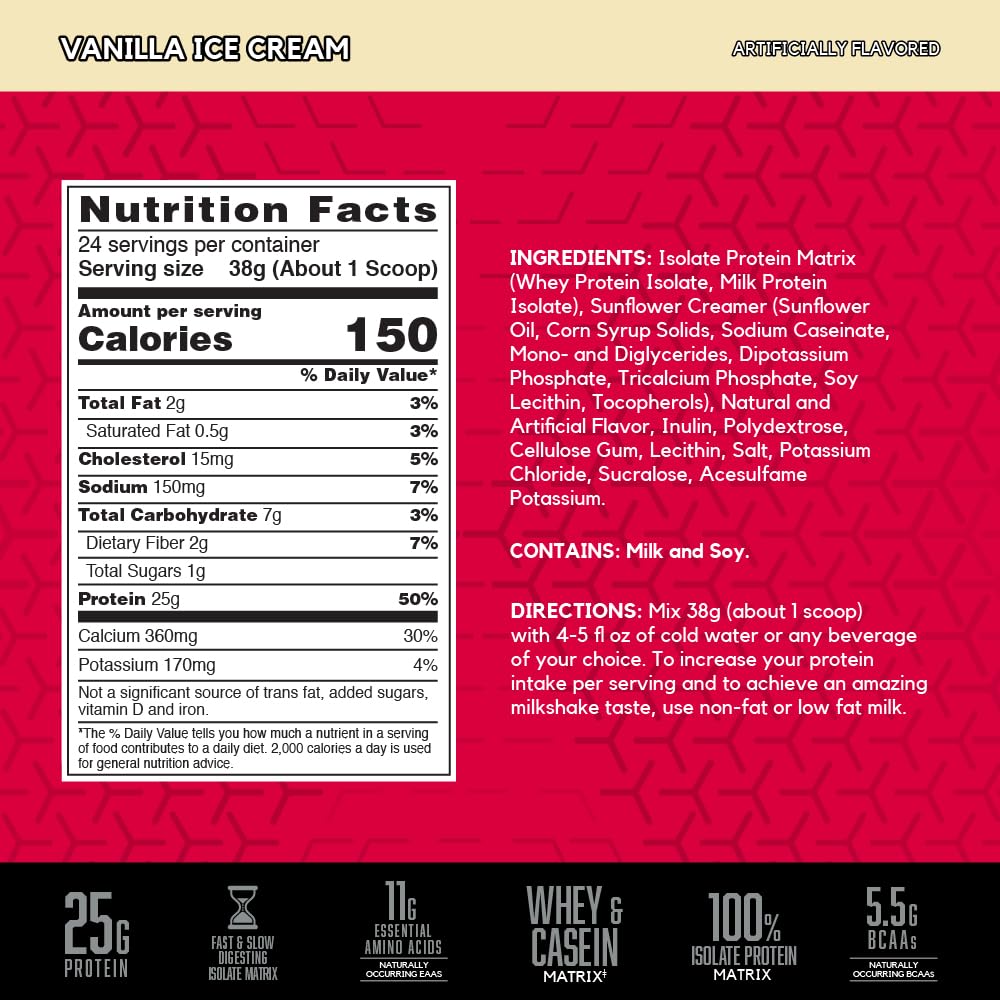 BSN etiqueta nutricional clara con información de proteínas