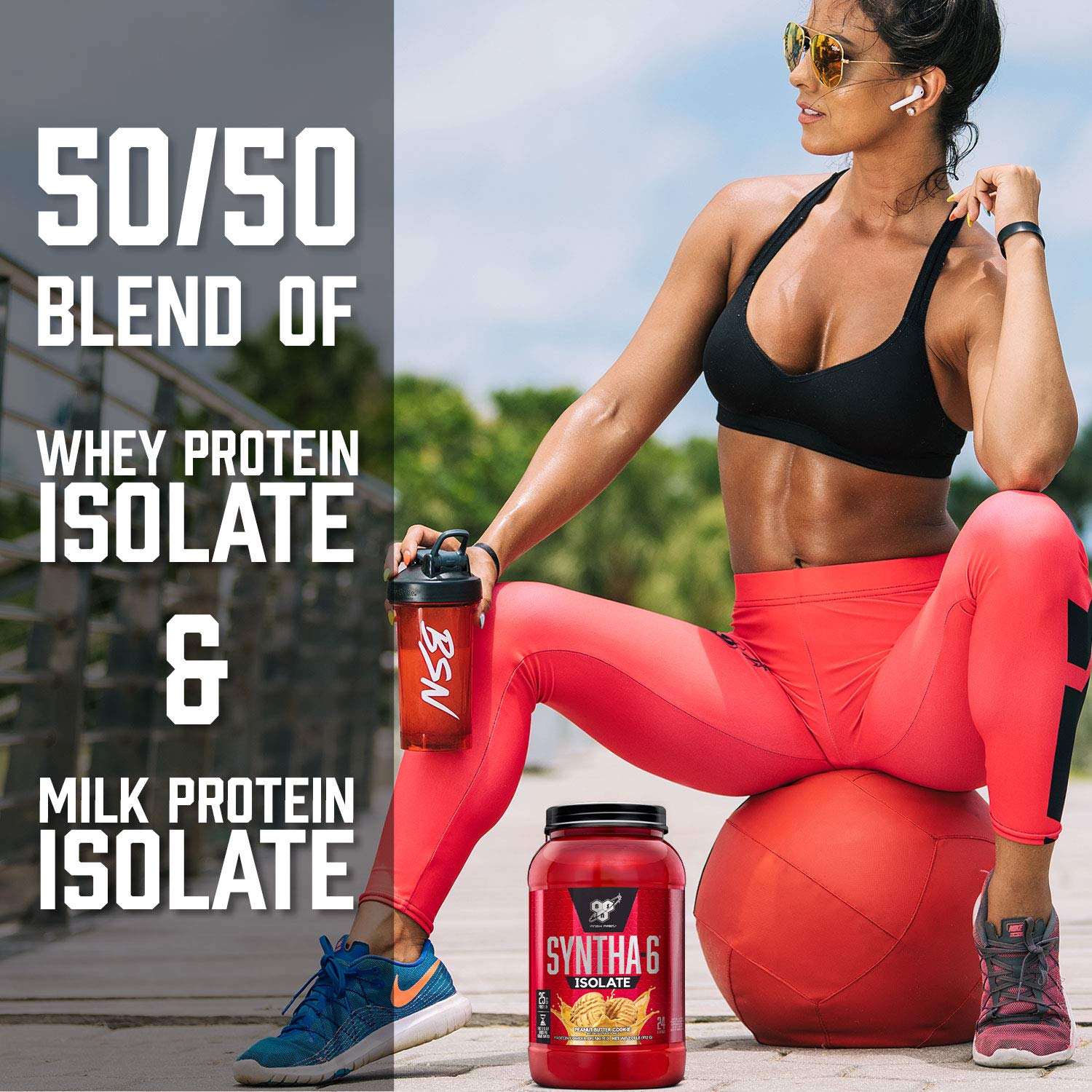 BSN batido de SYNTHA-6 Isolate en vaso demostrando sabor vainilla y cremosidad