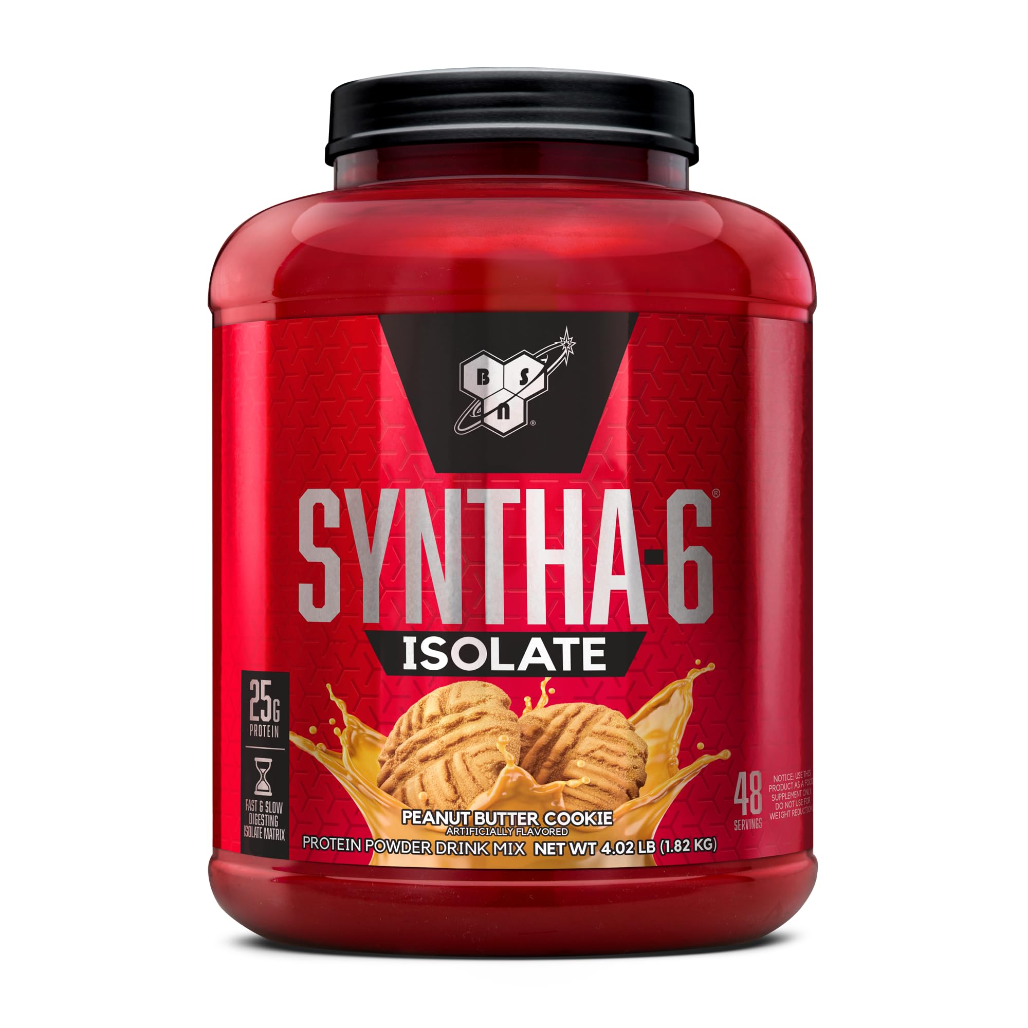 BSN SYNTHA-6 Isolate frontal del envase mostrando sabor Peanut Butter Cookie y clara identificación