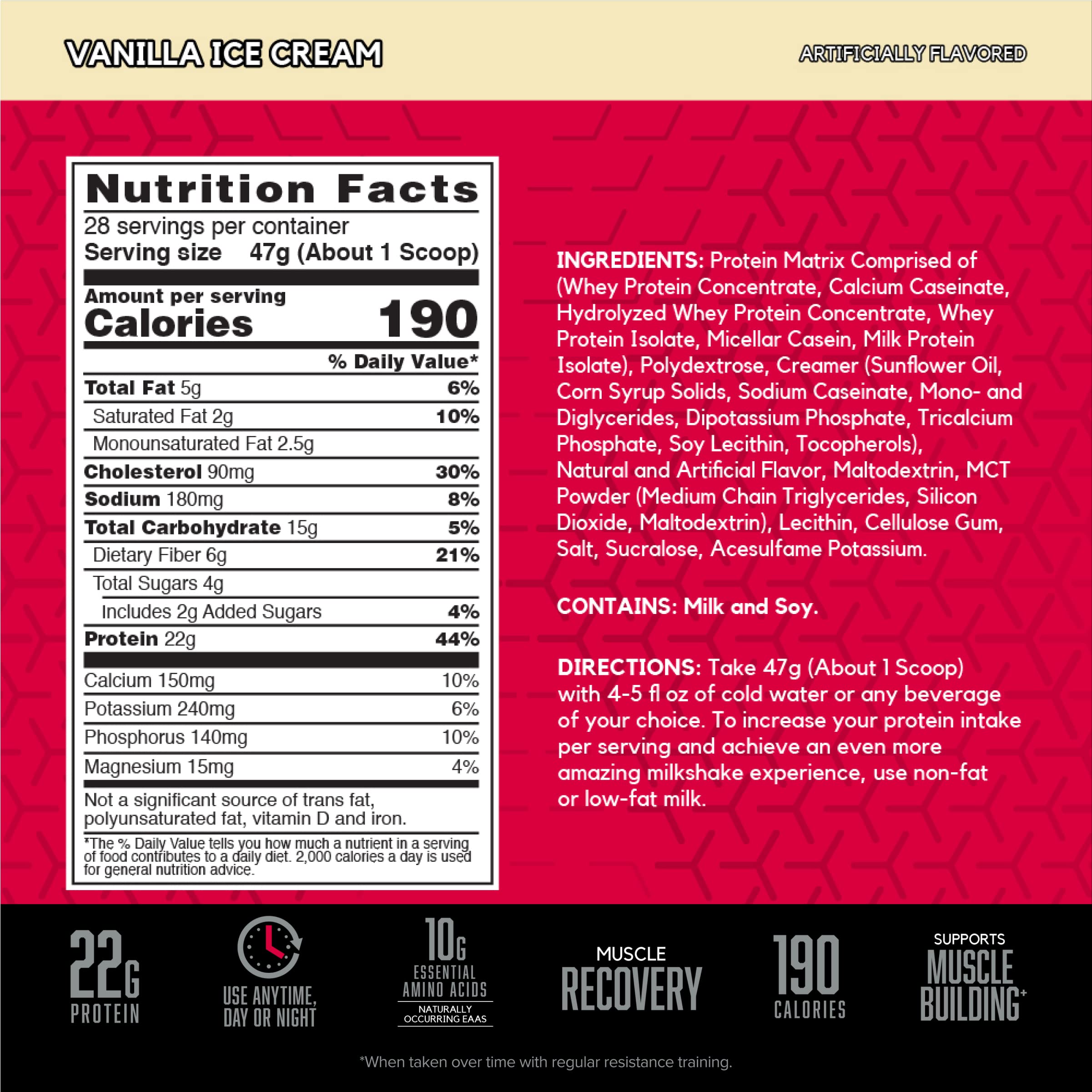 BSN vaso con batido SYNTHA-6 cremoso listo para beber, beneficio saciedad