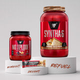 BSN cuchara medidora con polvo, indica porción exacta por servicio