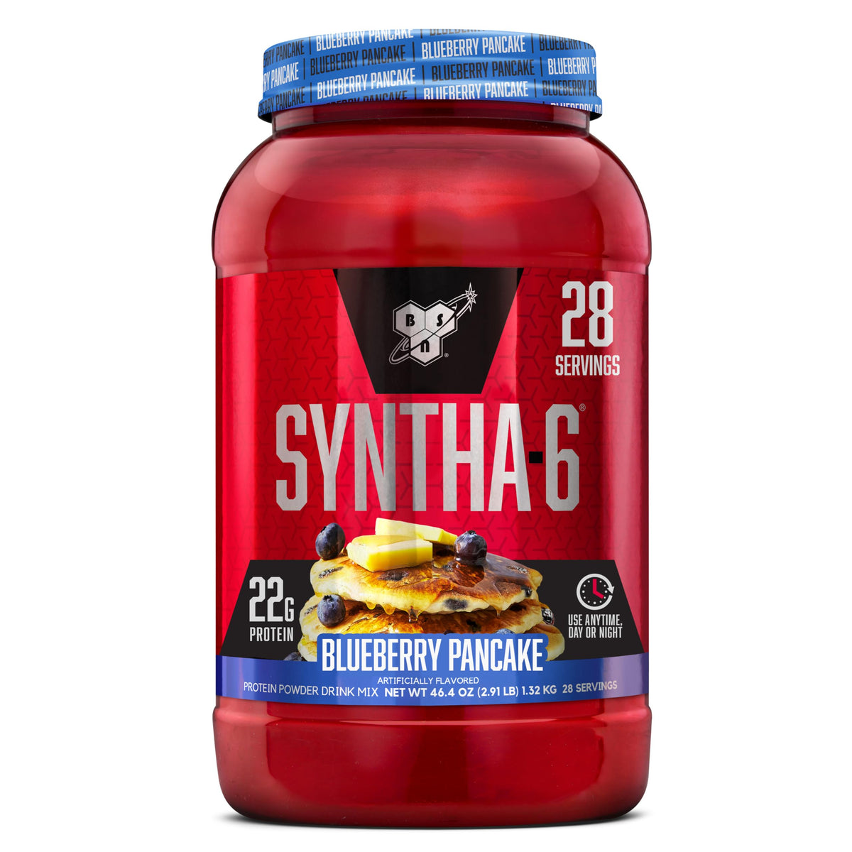 BSN envase frontal Blueberry Pancake mostrando diseño y raciones