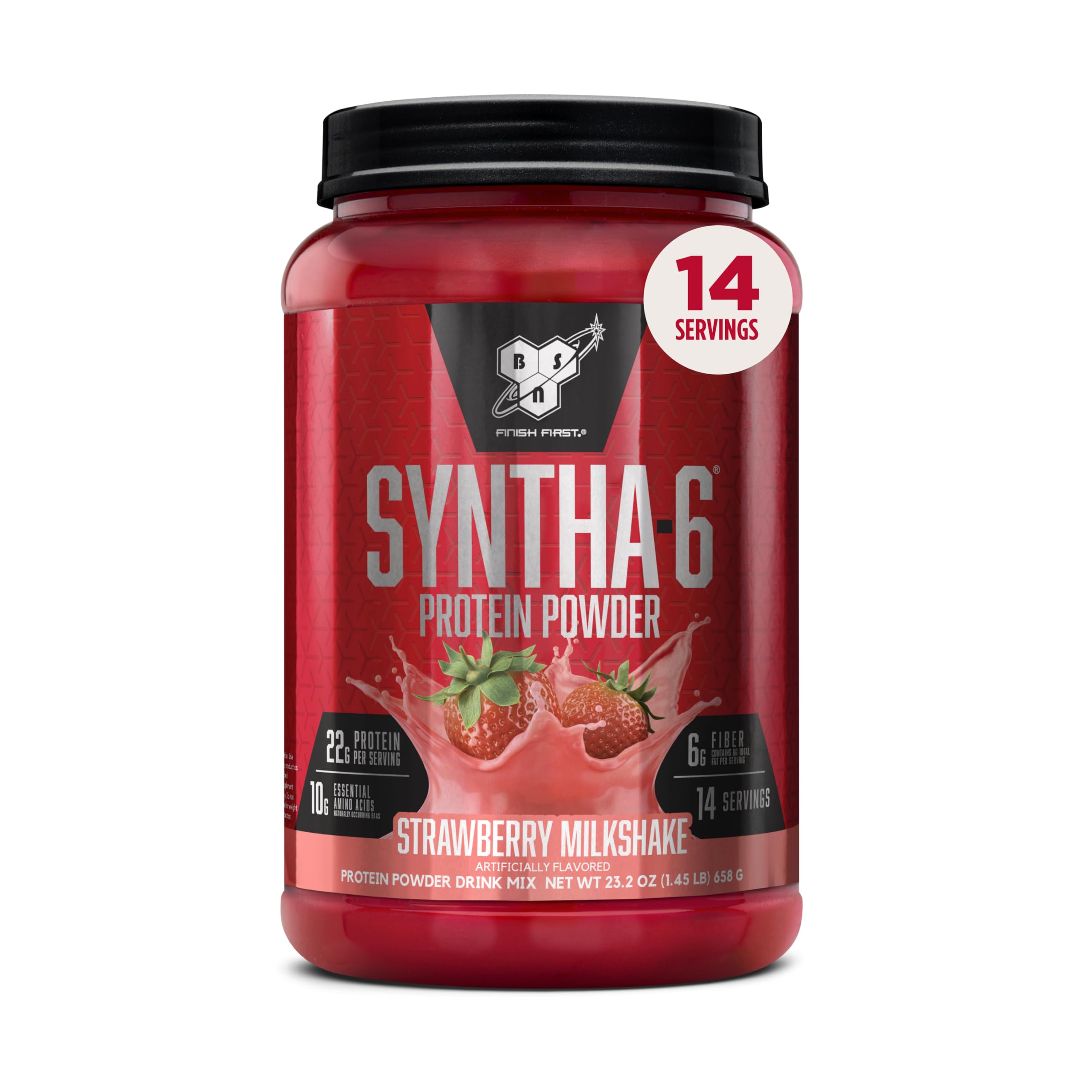 BSN envase frontal Strawberry Milkshake mostrando raciones y marca