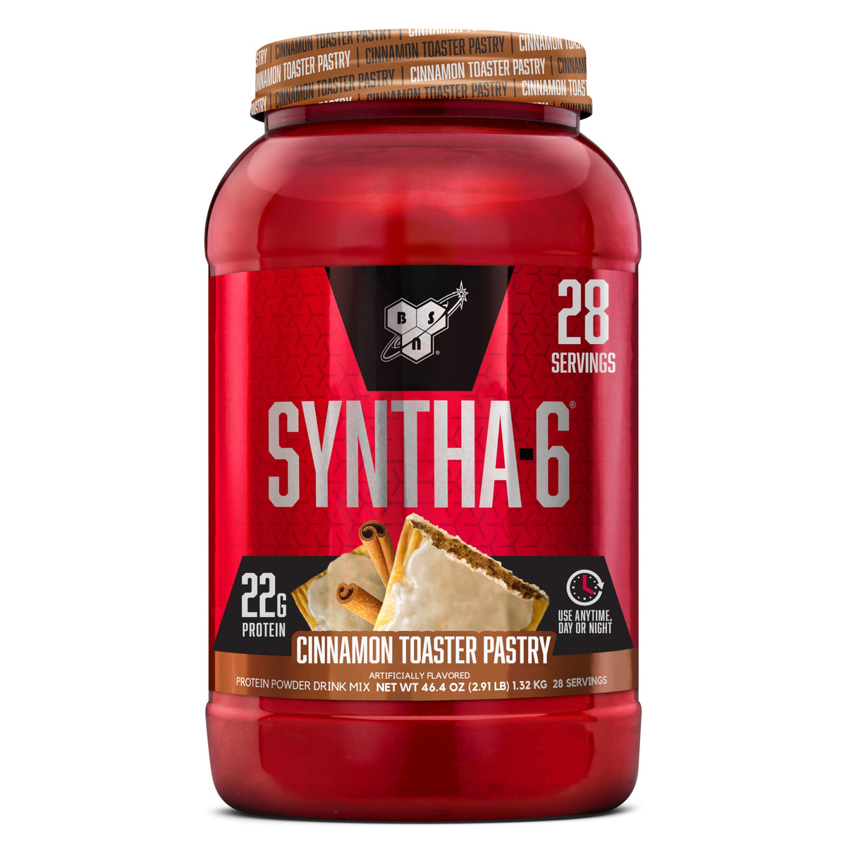 BSN envase frontal mostrando marca y sabor Cinnamon Toaster Pastry, atractivo visual