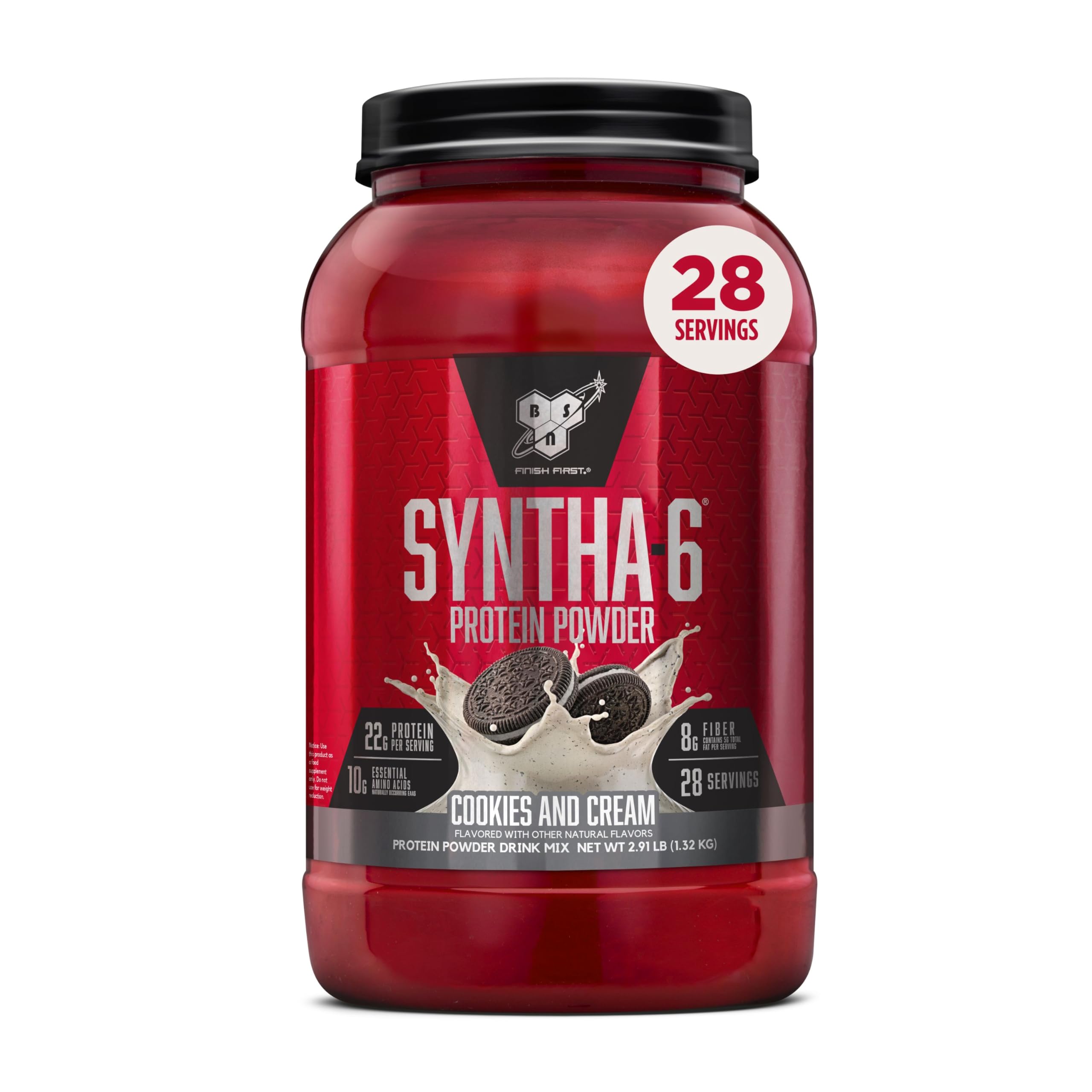 BSN envase frontal Cookies and Cream mostrando porciones y marca
