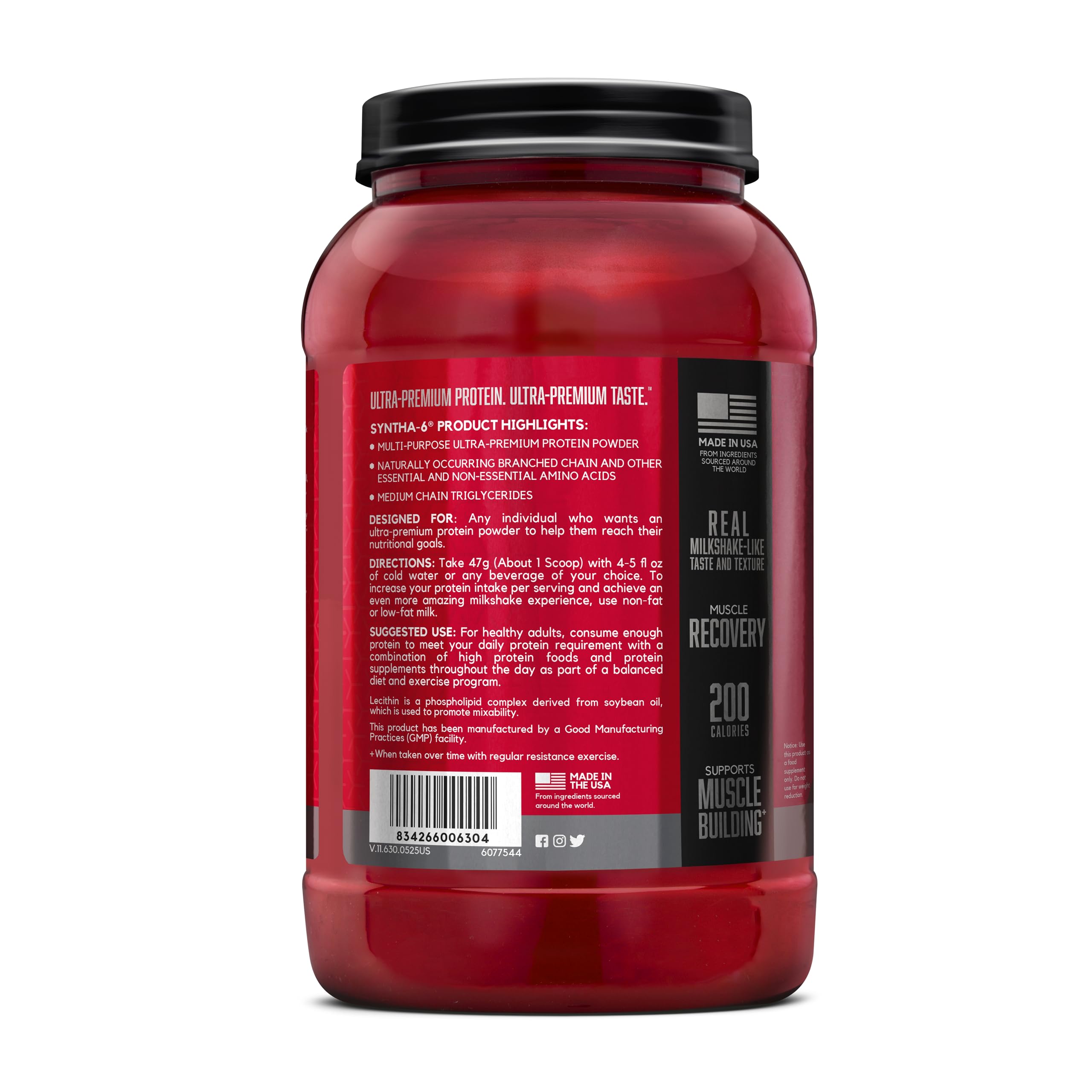 BSN close-up de mezcla proteica mostrando fuentes y beneficios