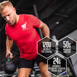 BSN ingredientes TRUE-MASS con avena molida y carbohidratos complejos visibles