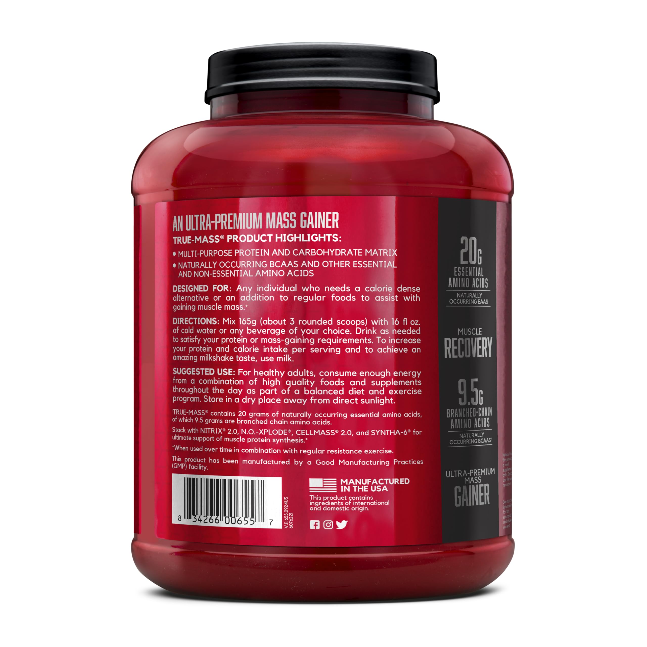 BSN TRUE-MASS uso post-entreno en gimnasio para recuperación y aporte calórico