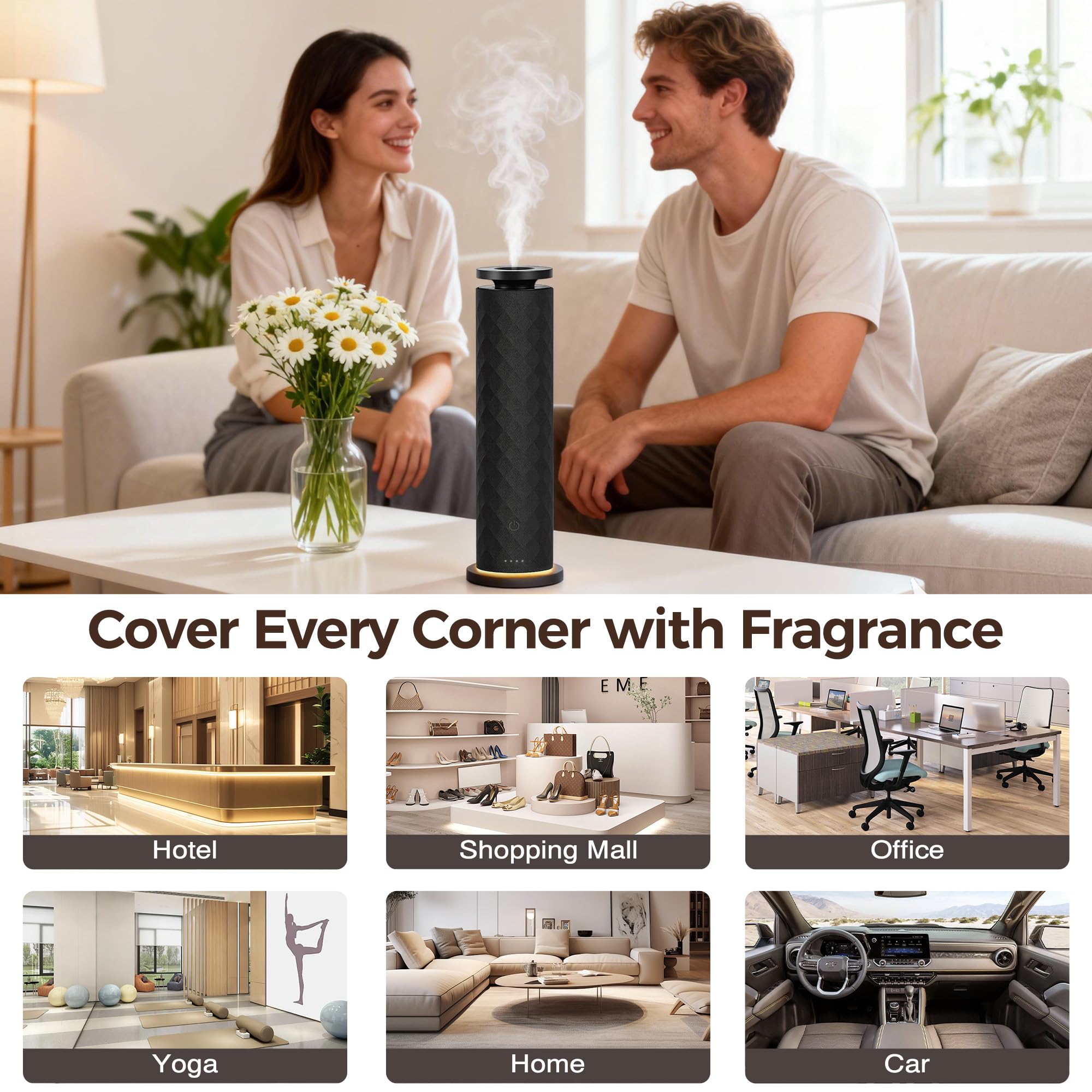 BUBLOC difusor junto a objetos para comparar tamaño y escala