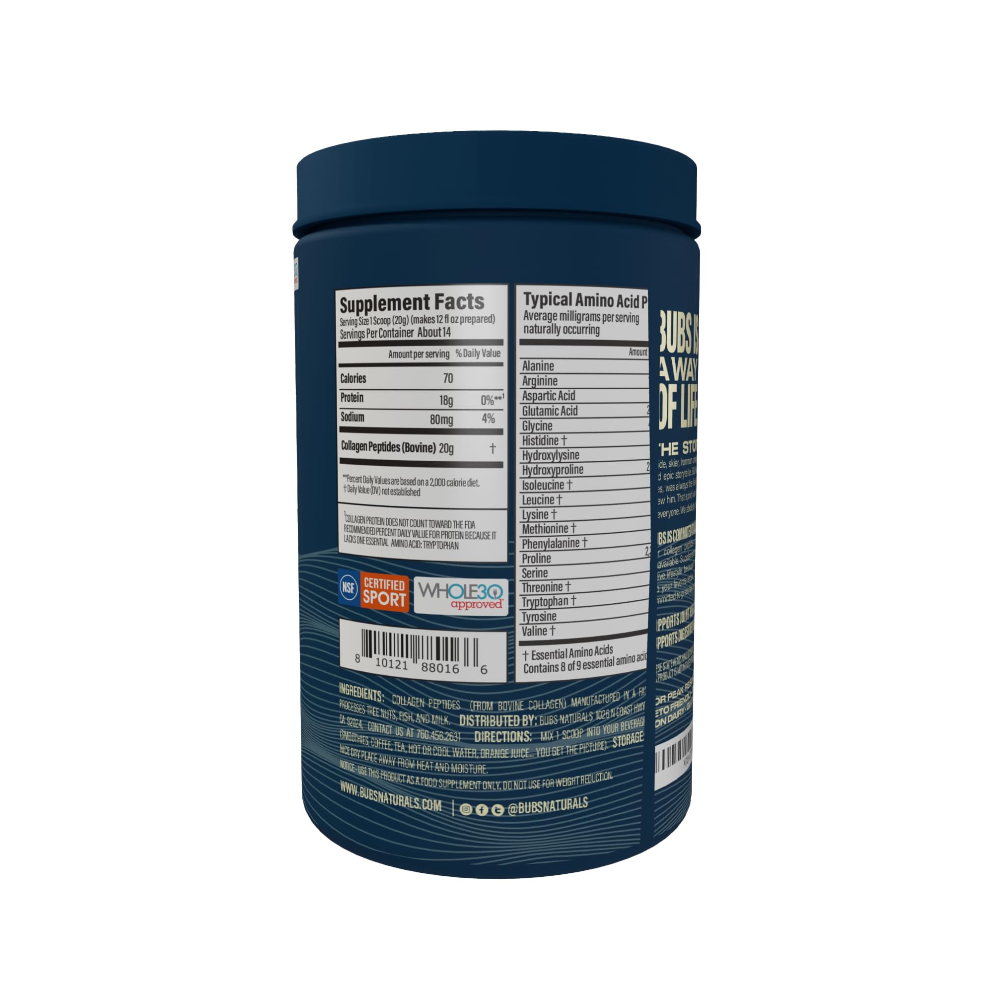 BUBS Naturals añadido a smoothie, refuerza proteína sin cambiar el sabor