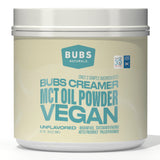 BUBS Naturals envase frontal mostrando MCT Powder y beneficios