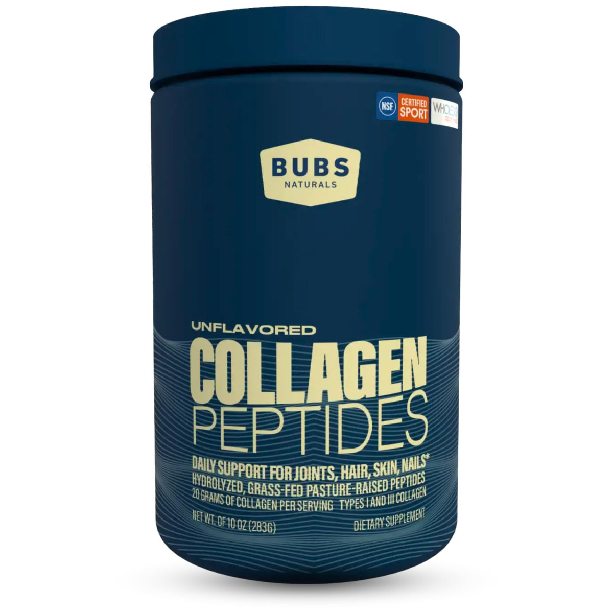 BUBS Naturals envase frontal, muestra clara del producto y diseño