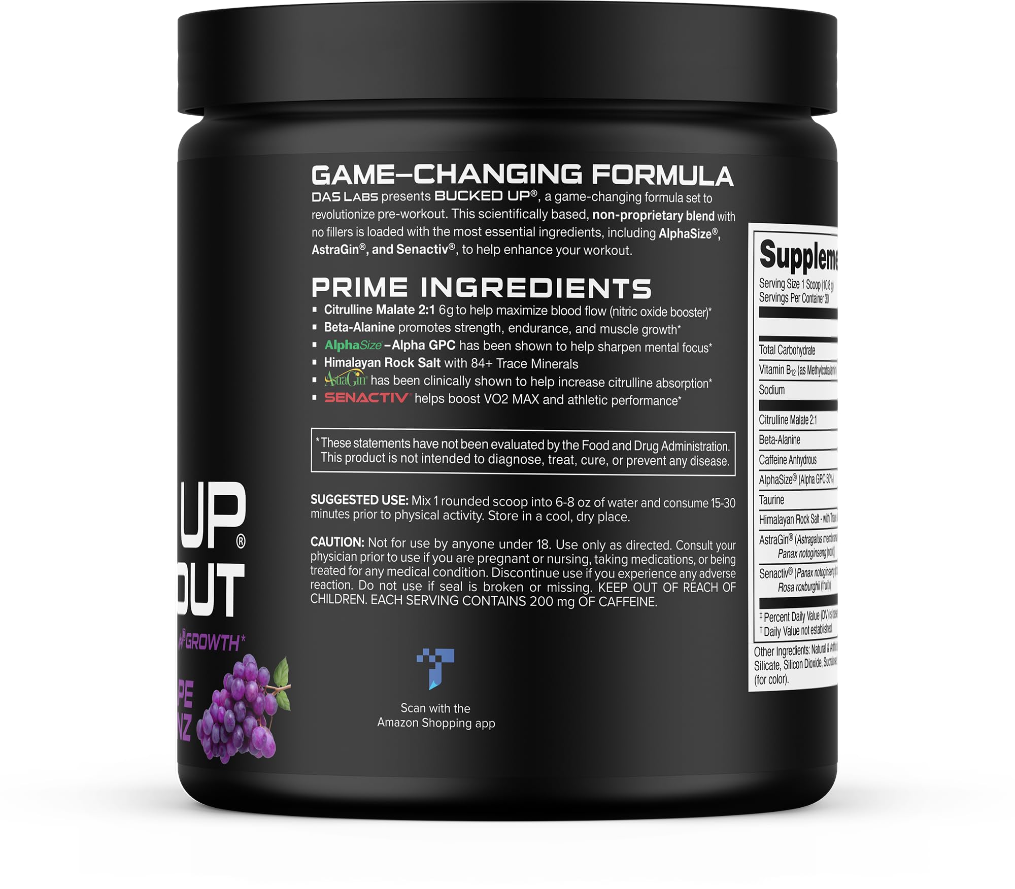 Bucked Up detalle de ingredientes registrados y calidad