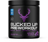 Bucked Up frente del empaque mostrando sabor uva y beneficios
