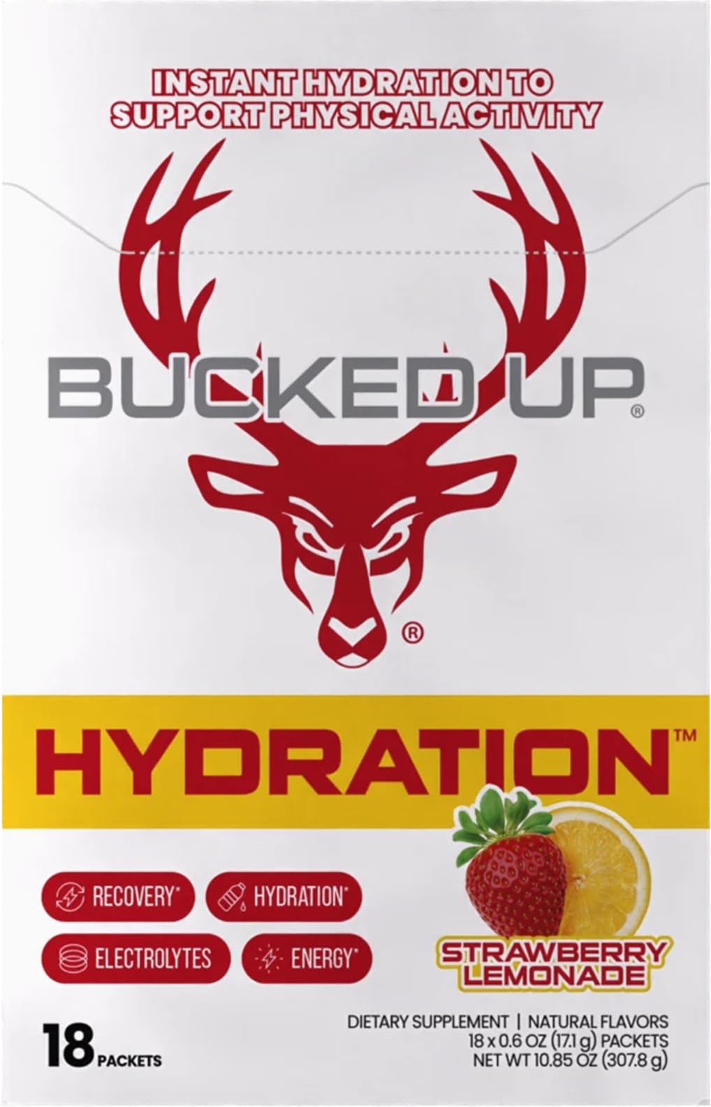 Bucked Up preparación en botella mostrando mezcla rápida y refrescante