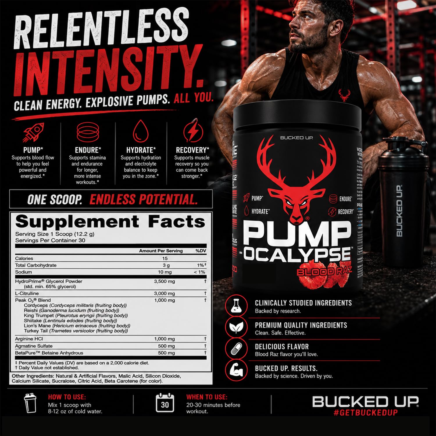 Bucked Up etiqueta con ingredientes clave para transparencia y confianza