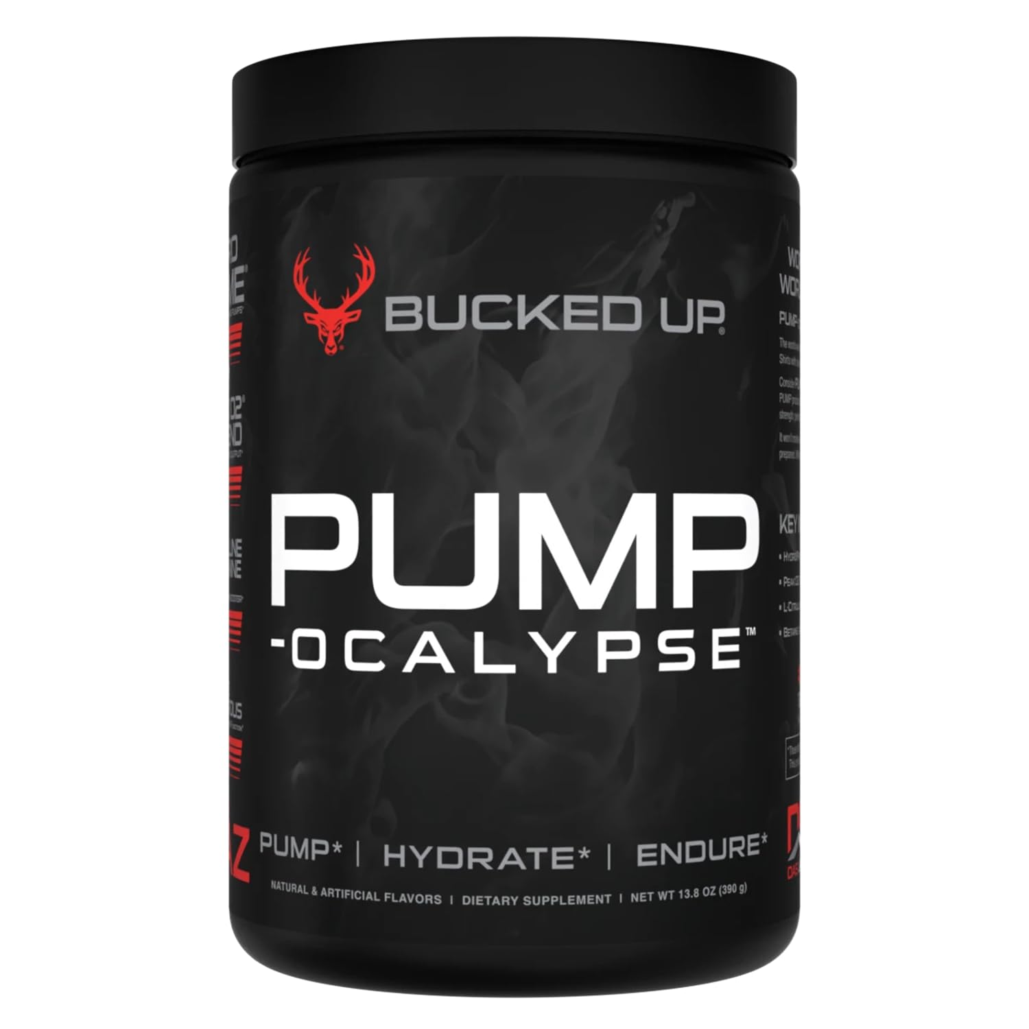 Bucked Up bote frontal mostrando diseño y beneficios para el pump