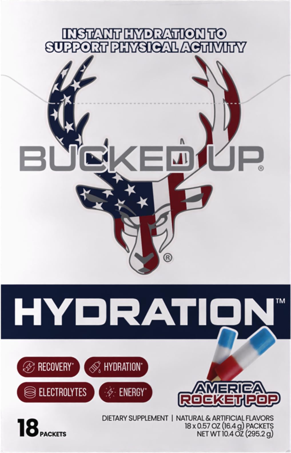 Bucked Up bebida preparada en vaso refrescante para rehidratación rápida
