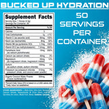 Bucked Up etiqueta con panel de suplementos y garantías de calidad