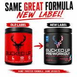 Bucked Up scoop con polvo listo para mezclar, conveniencia antes del entrenamiento
