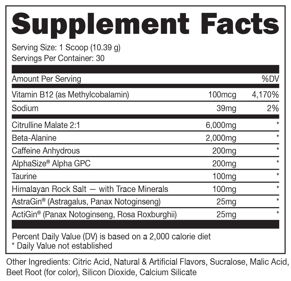 Bucked Up polvo pre workout textura fina listo para mezclar y disolución rápida