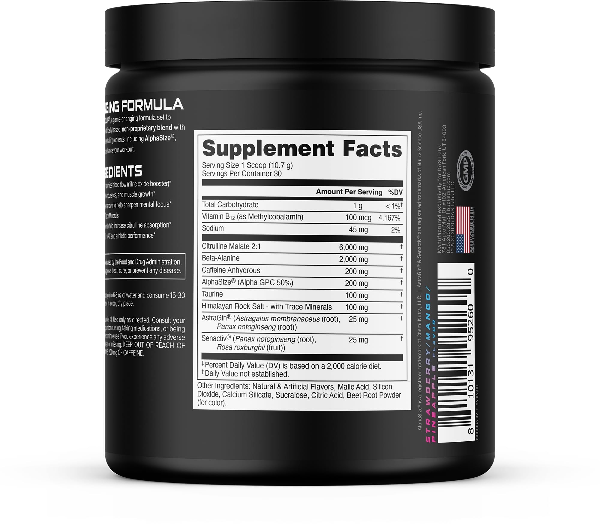 Bucked Up persona tomando pre workout antes de levantar pesas para mejor rendimiento