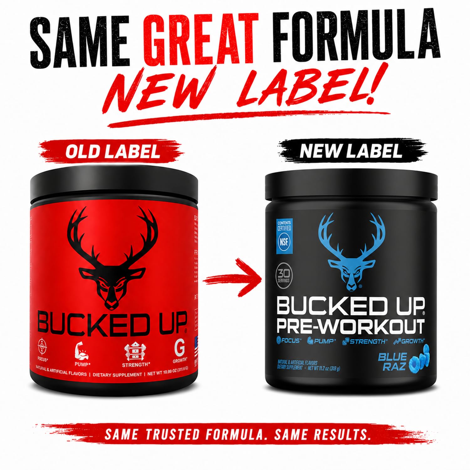 Bucked Up vaso con mezcla azulada listo para entrenar, energía inmediata