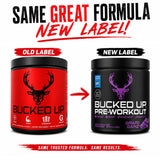 Bucked Up vaso mezclado en uso para energía pre entreno