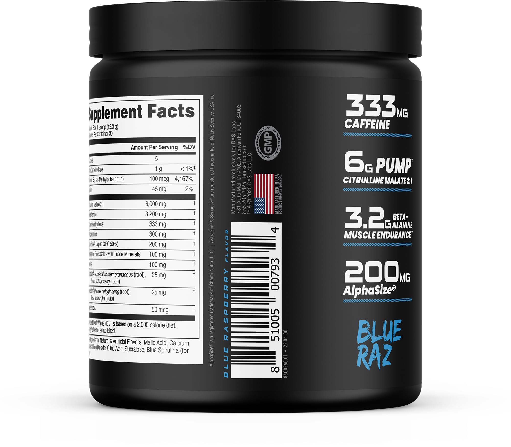 Bucked Up Woke etiqueta con ingredientes visible y beneficios funcionales