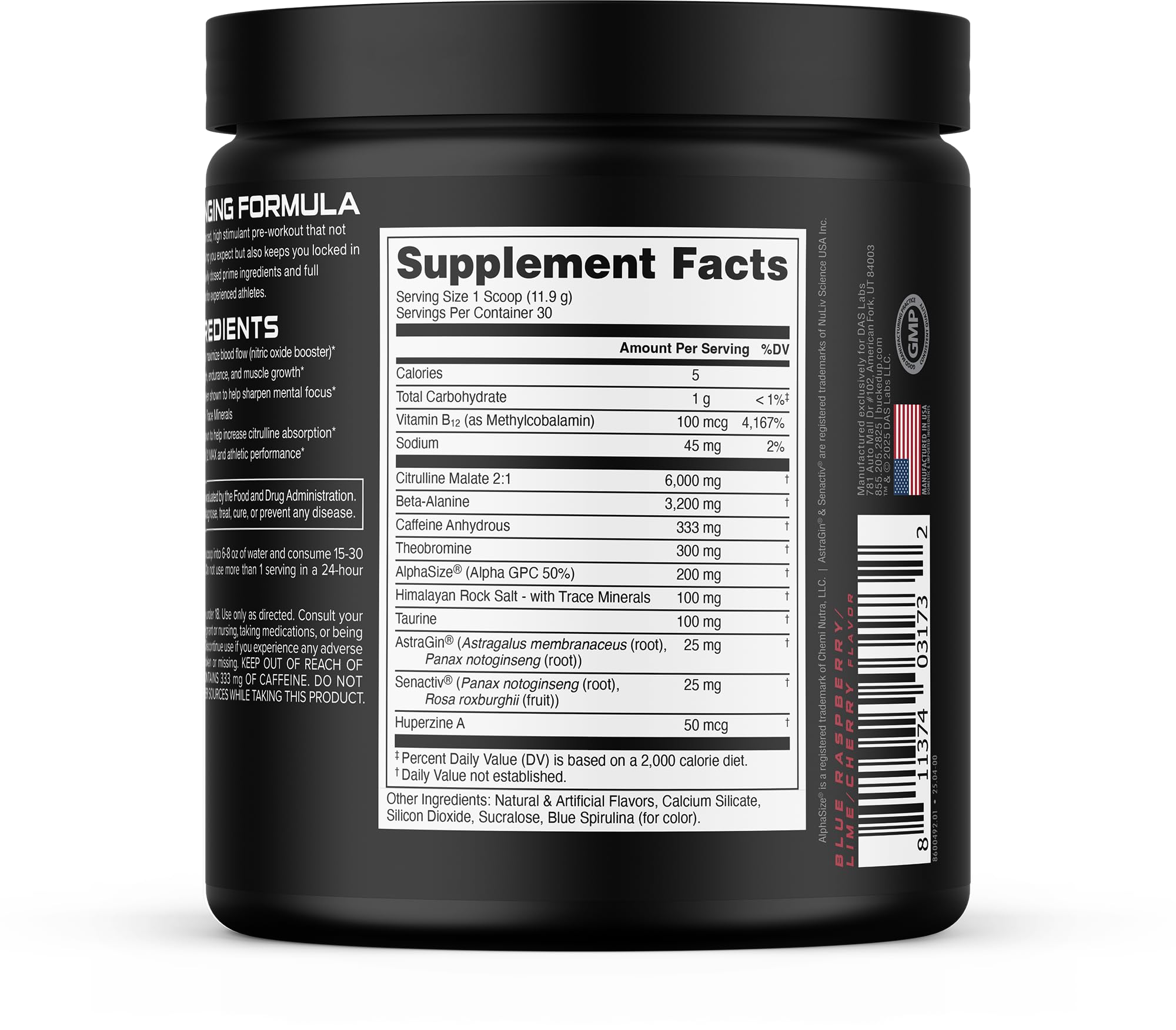 Bucked Up Woke etiqueta nutricional legible mostrando ingredientes transparentes