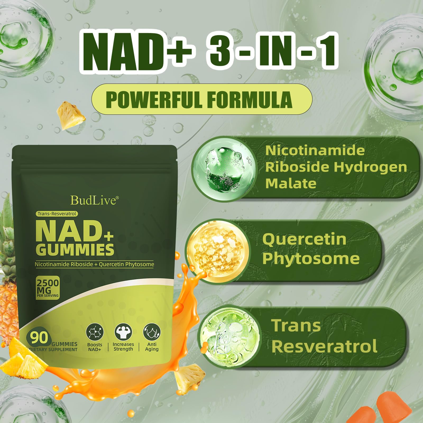 BudLive detalle de etiqueta con ingredientes clave y dosificación clara