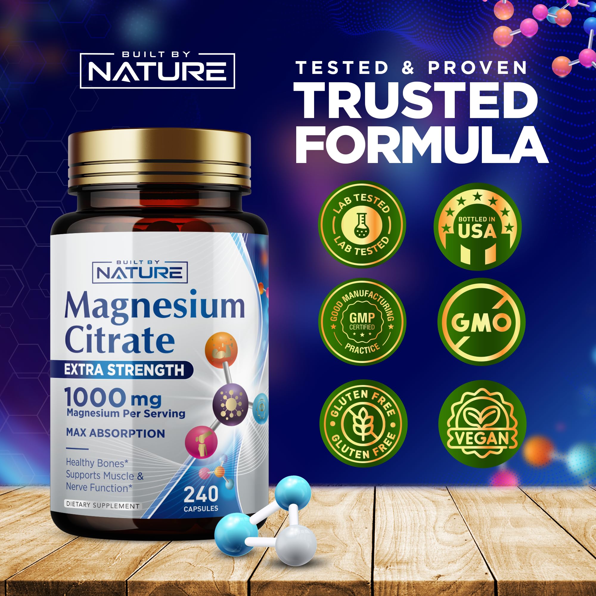 Built by Nature etiqueta con información nutricional y beneficios claros