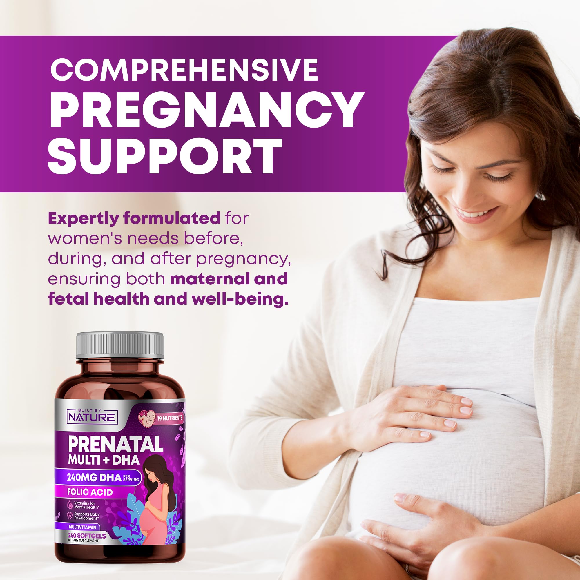 Built by Nature etiqueta con lista de ingredientes clave y beneficios visibles