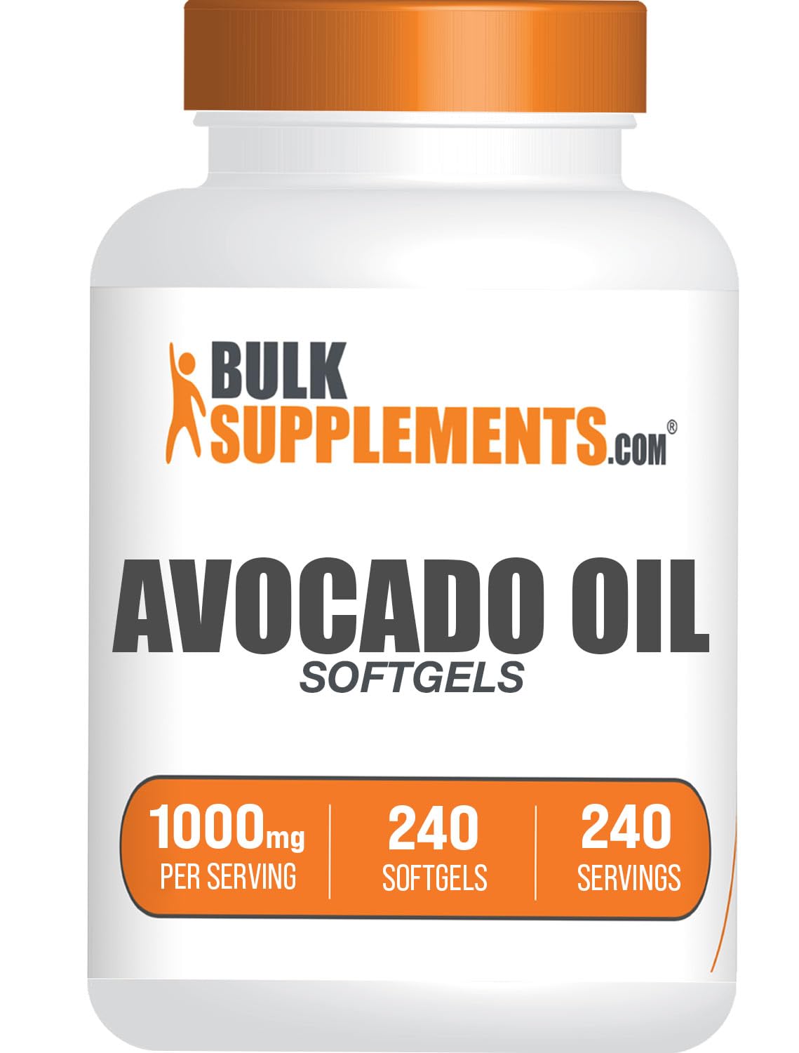 BulkSupplements frente del envase mostrando 240 cápsulas y beneficio conveniencia