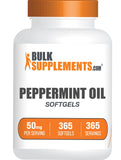 BulkSupplements envase frontal de aceite de menta 365 cápsulas, fácil identificación