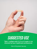 BulkSupplements softgel en la mano para comparar tamaño y confirmar dosificación cómoda