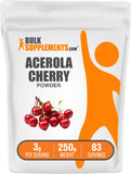 BulkSupplements envase frontal de acerola en polvo, presentación clara y fiable