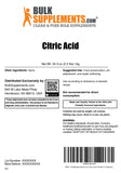 BulkSupplements textura fina del polvo de ácido cítrico, fácil dosificación y mezcla