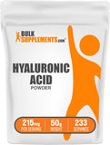 BulkSupplements envase frontal del ácido hialurónico mostrando tamaño y marca