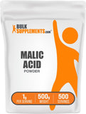BulkSupplements bolsa de ácido málico frente del empaque mostrando marca y tamaño