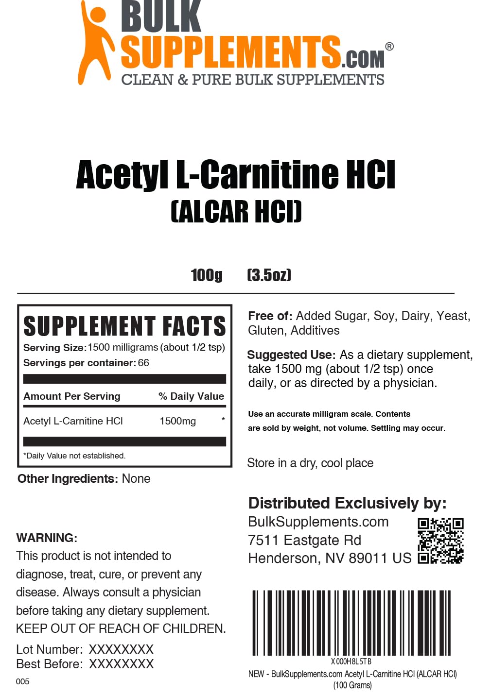 BulkSupplements ALCAR en cocina junto a batido, opción práctica para rutina