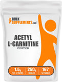 BulkSupplements envase frontal de Acetyl L-Carnitine polvo, presentación clara