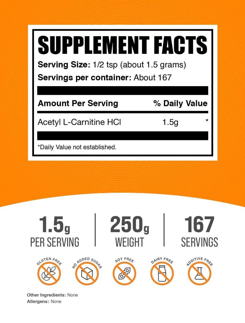 BulkSupplements polvo de ALCAR textura cercana, fácil disolución